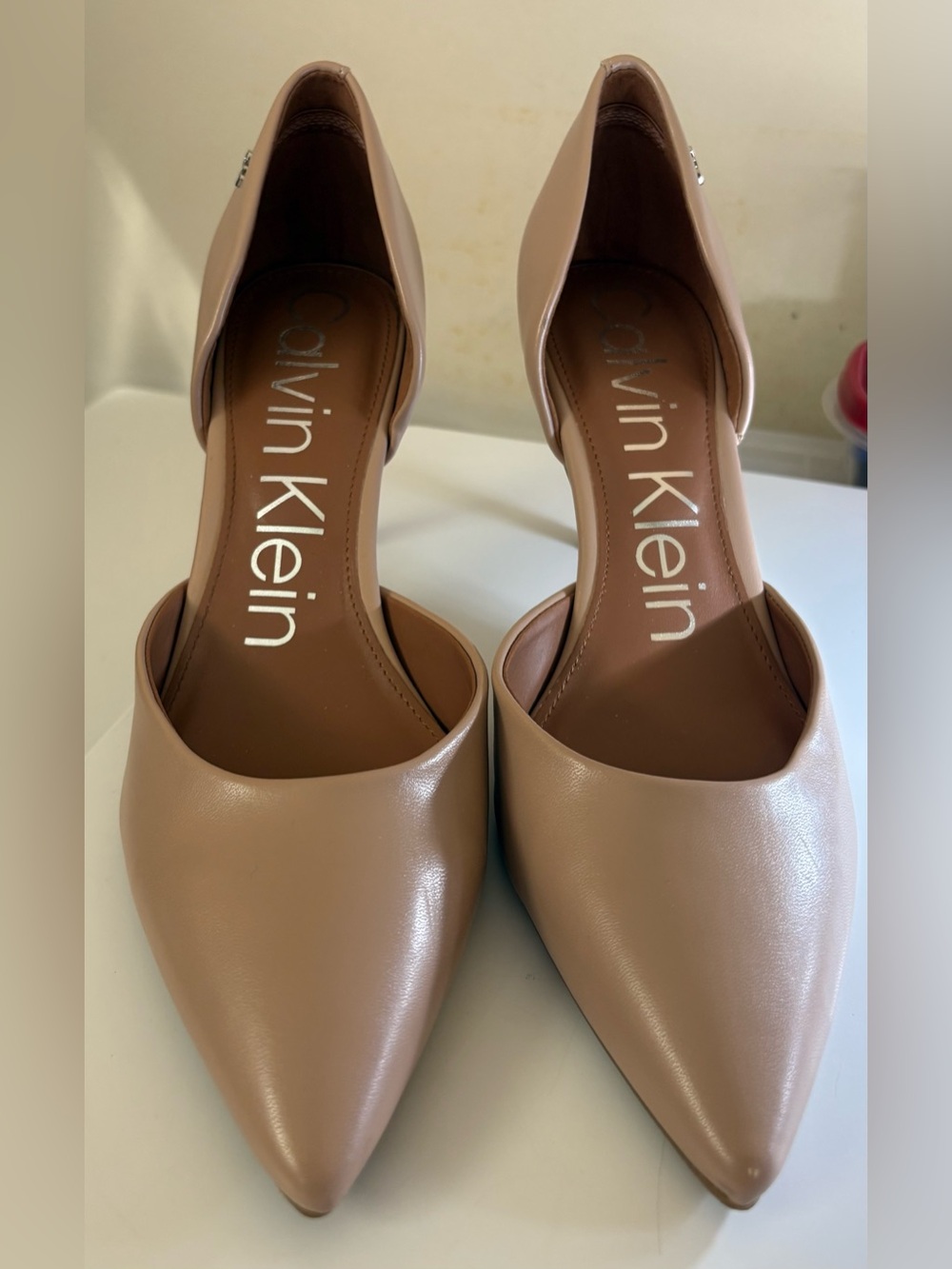 Calvin Klein Women's Nude Pointed Gloria D'Orsay Stiletto Heel -Blush Tan Size 9